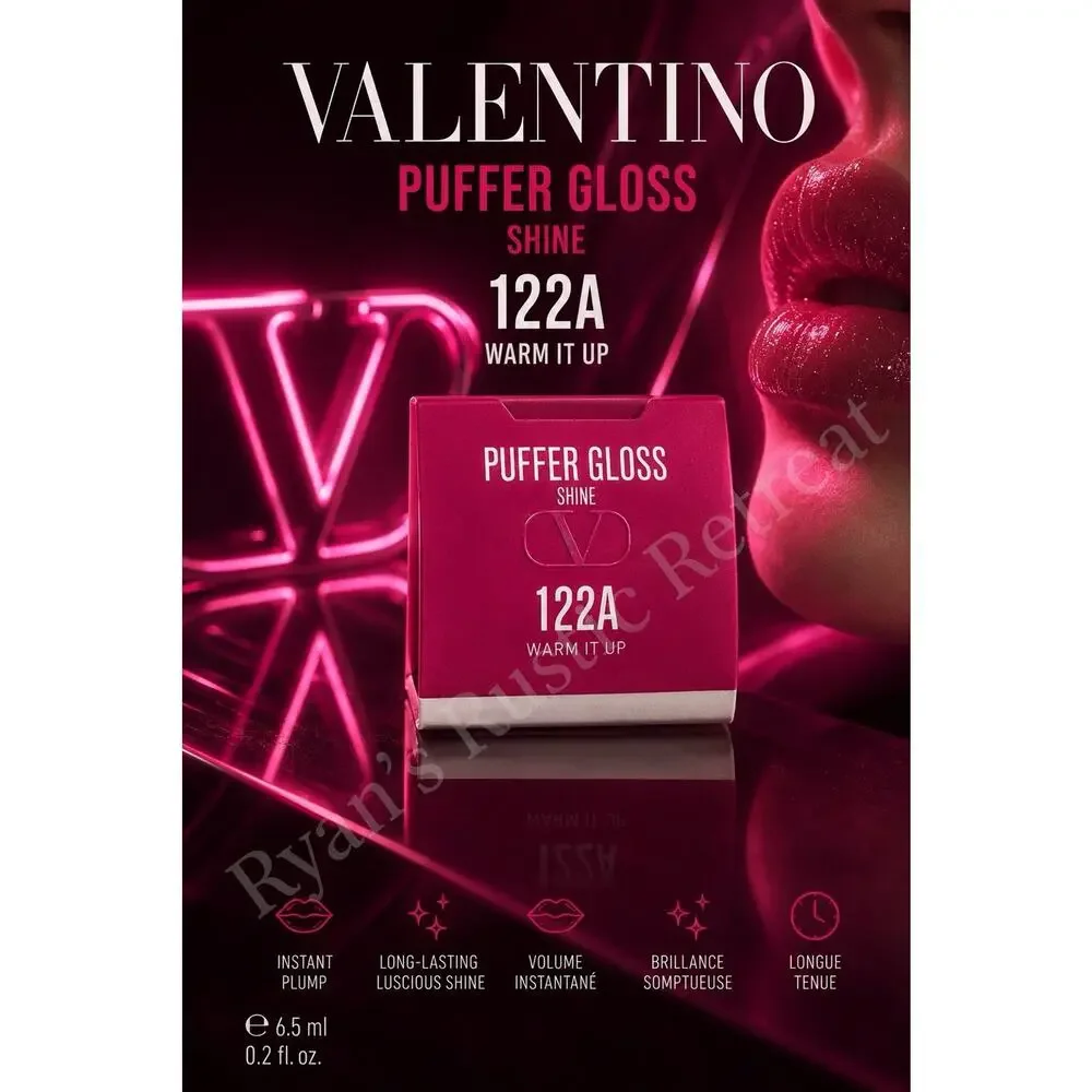 Valentino Puffer Gloss Shine 122A Warm It Up Lip Gloss Plumping 6.5ml New